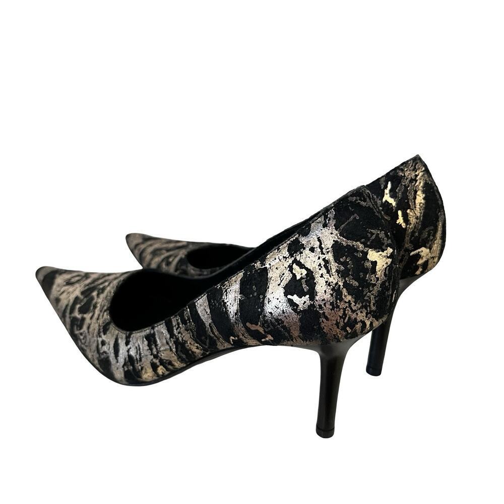 Casadei Leather High Heel Pumps Size 6.5 Gold‎ Black Evening Cocktail Italy - Picture 3 of 13